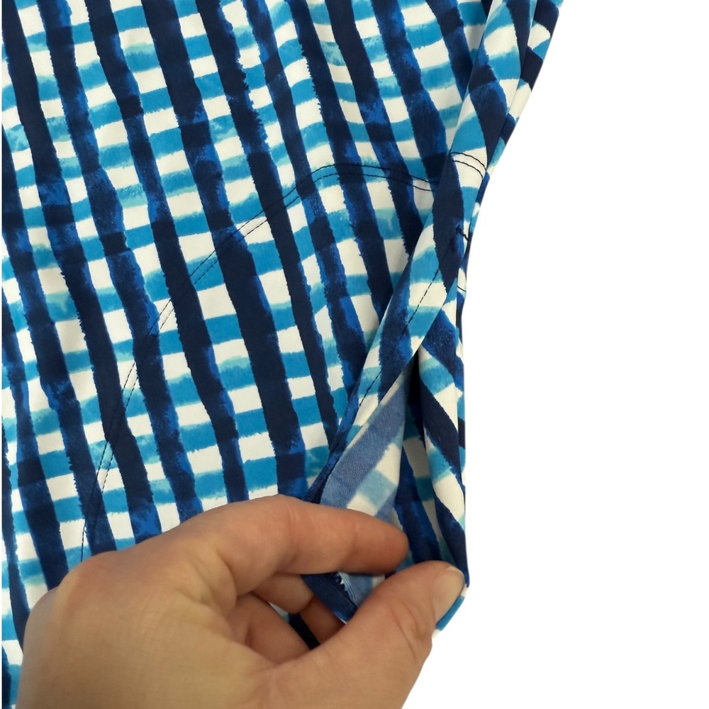 Tommy Bahama Blue Gingham Performance Cover-up Ruffle Dress Pockets Small Resort - Picture 5 of 9